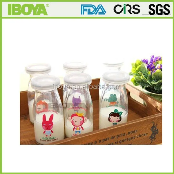 high flint clear baby feeding milk glass bottle with plastic cap