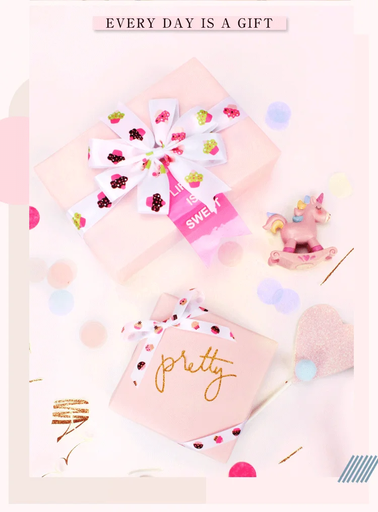 la ribbons colorful happy birthday cakes patterned printing