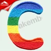 Beautiful rainbow color embroidery letter C shape patch