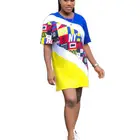 Sports casual printed contrast color long T-shirt dress