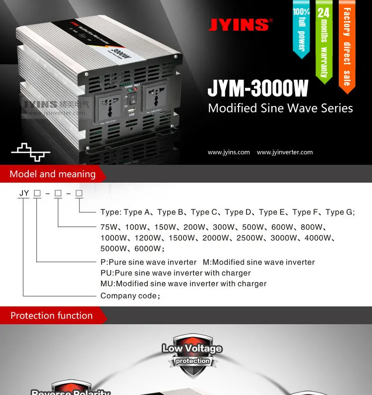 jyins 3000w dc to ac power