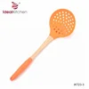 Wood and TPR handle silicone skimmers soft handle silicone strainer ladle