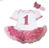 Infant tulle petti romper baby onesie clothing princess cotton pink girl sequin print number bodysuit