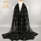Classic lattice printing women scarf shawl TR cotton fabric plaid hijab