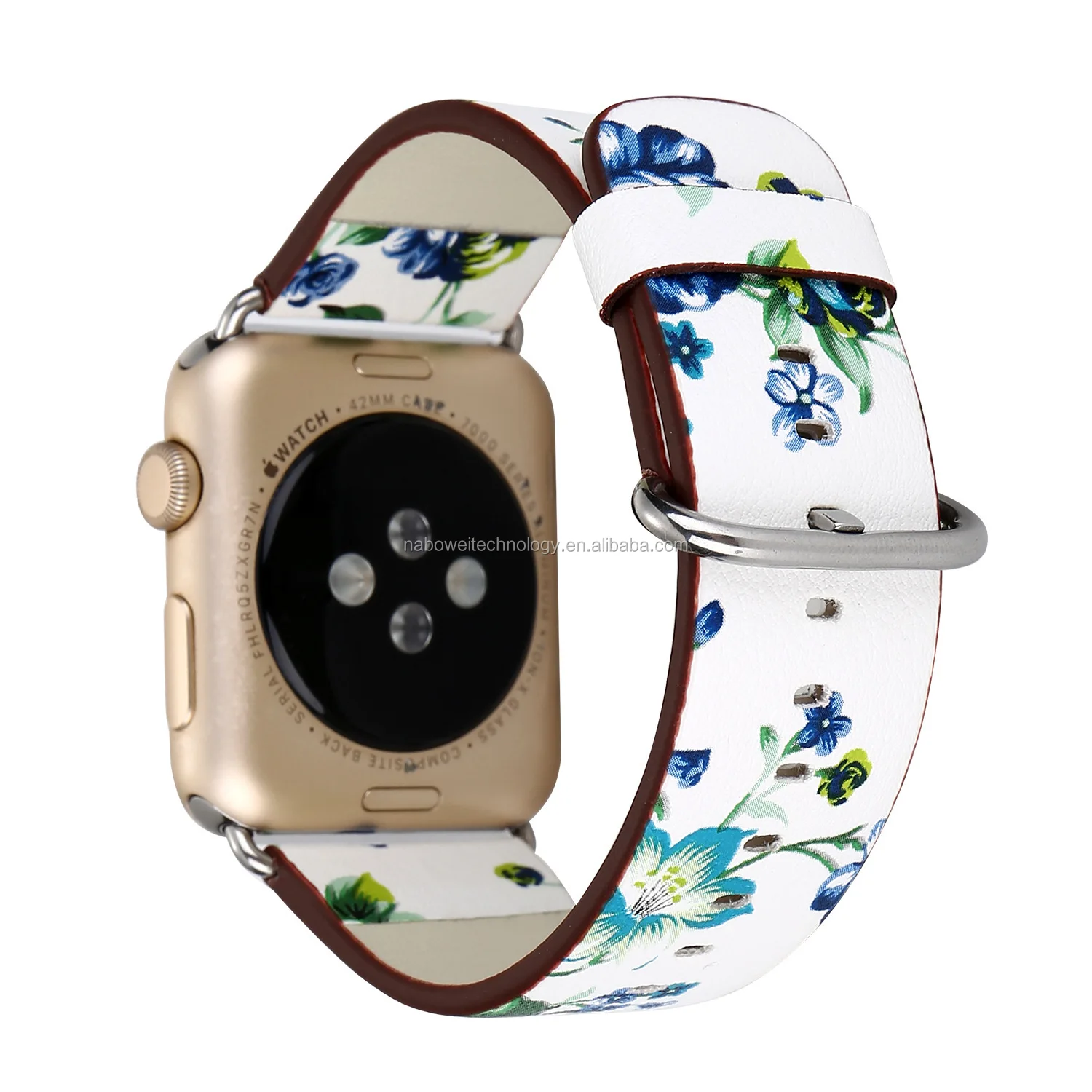 Vintage Flower Leather Watch Band Strap Bracelet For Apple Watch 123 Sport Band 38MM/42mm