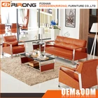 Customized high quality furniture living room sofa modern stainless steel leather waiting room office sofa set