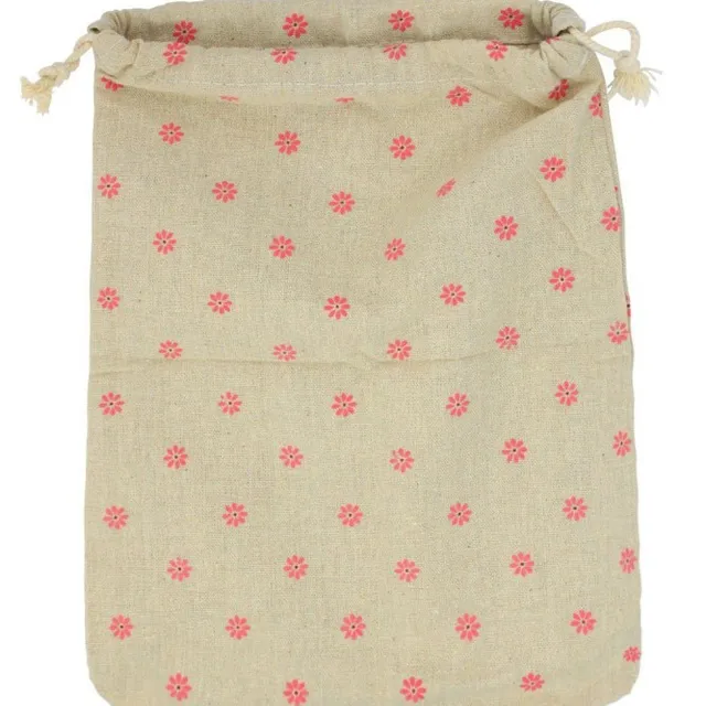 daisy pattern cotton linen zakka drawstring storage bag gift bag