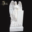 High quality China hand carved white marble tombstone headstone
