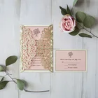 2017 Modern Elegant Gold Glitter Laser Cut Wedding Invitations