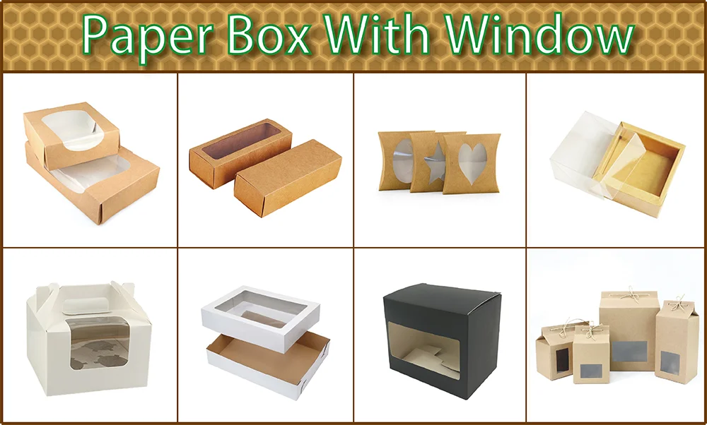 natural brown kraft paper clothing packaging gift box with clear