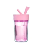 550ml Sport Water Bottle Drink Tumble Travel Mug With Lid And Straw