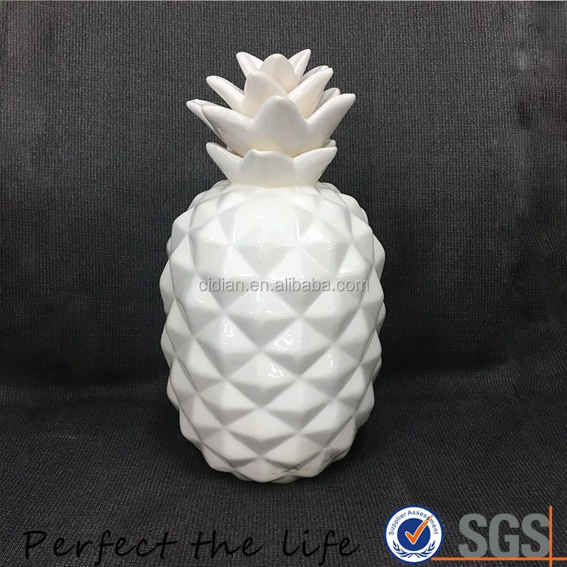 Artifical White Ceramic Pineapple For Home Decoration Product