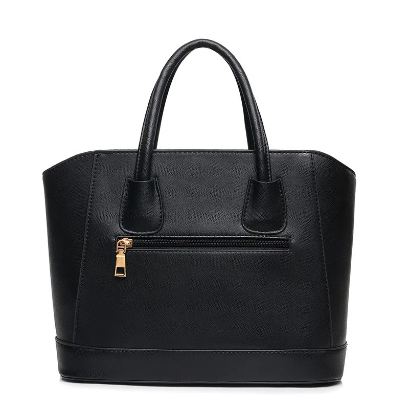 Hot Sale New Fashion 2015 Women's Bag Tote Smooth Leather Trapeze Bags Solid Zipper Handbag Medium Size Drop Shipping