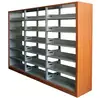popular design double sides iron bookshelf, double faced book shelf, commercial school library furniture