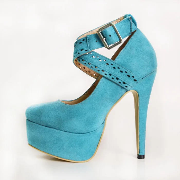 Blue Cut-outs Dress Shoes For Women Round Toe 2015 Pump Stilettos Designer Women High Heel Pump Fashion Criss-Cross Straps