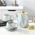 New item high quality ceramic marble design tea and coffee set