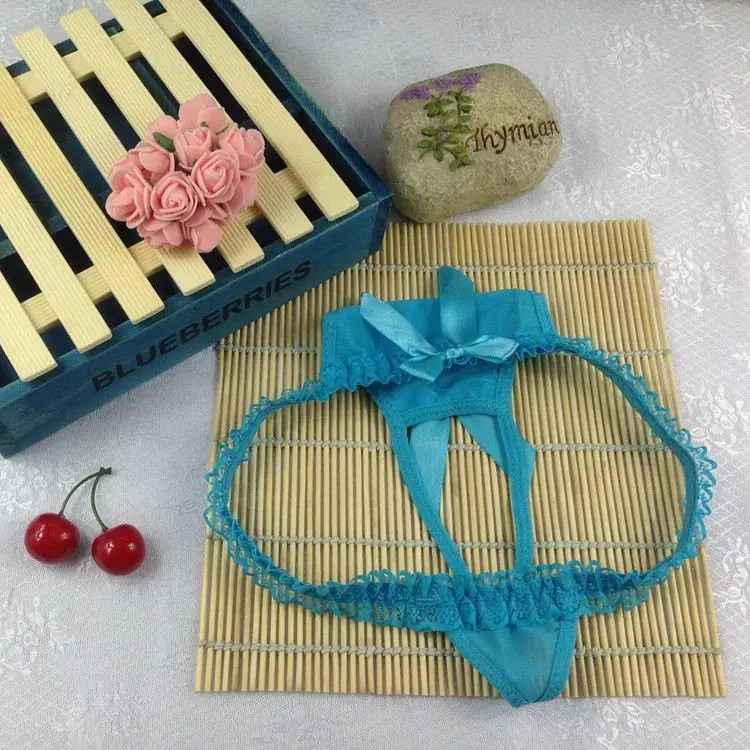 Stock Wholesale New 2016 Women's bowknot open crotch Hipster Lace Briefs Panties lace thong lingerie crotchless T panties Linger