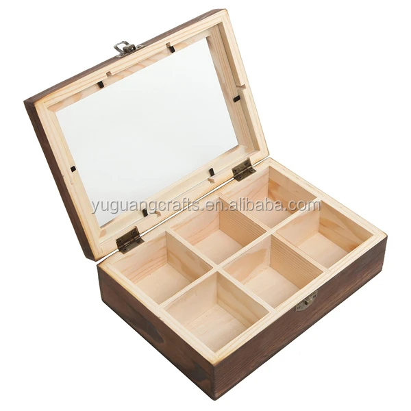 rustic brown wood 6 compartment keepsake storage case shadow box