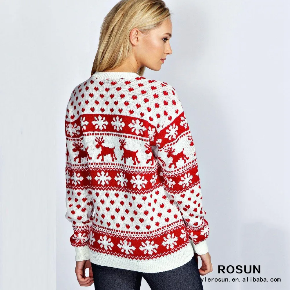 Reindeer And Snowflake Knit Pattern Christmas Sweater Wholesaler Buy