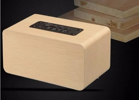 Dual-horn Wooden Wireless Portable Speaker With Bass Music Sound Intelligent Calls Handsfree TF Card Aux Mode - ANKUX.COM