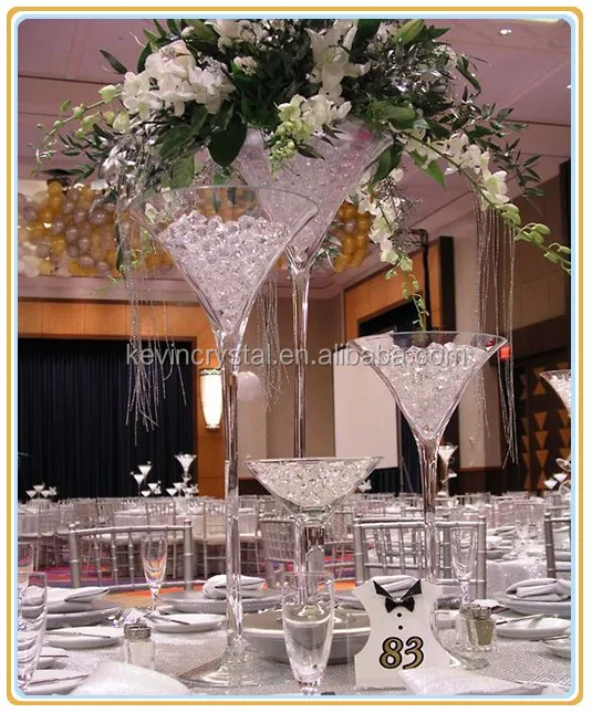 Tall Stemmed Martini Vase Decoration For Wedding Table Centerpiece