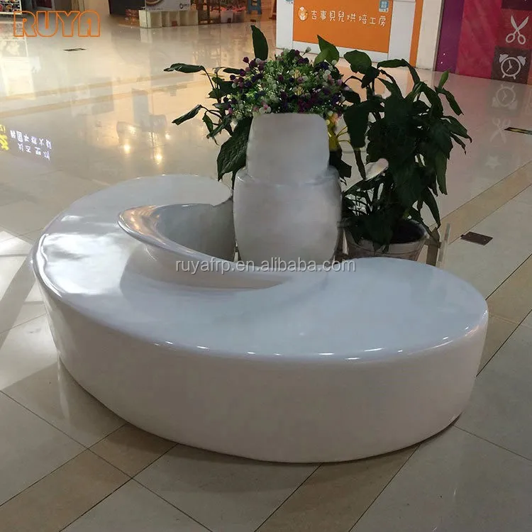 Fiberglass Public Decorative Sardana Flowerpot Seat Bench With
