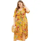 Printed summer muslim women dress with short front and long back