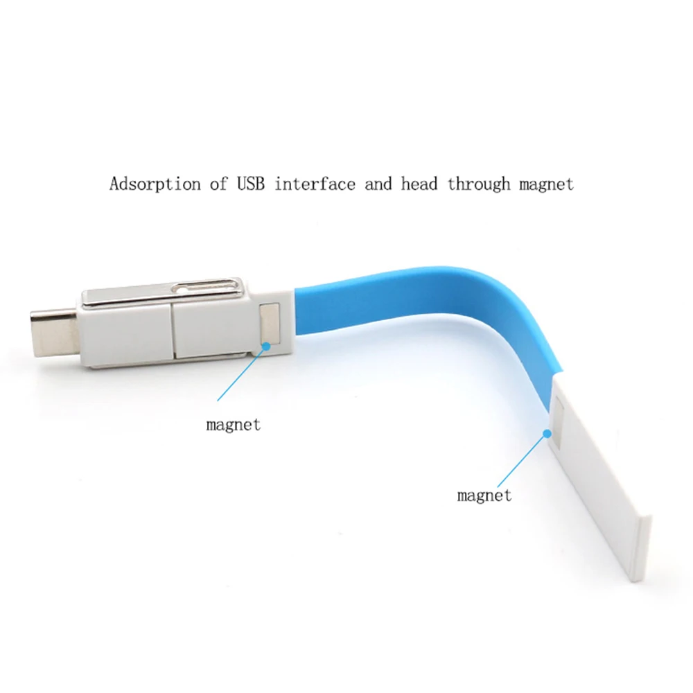 Portable 3in1 magnetic micro usb cable with keychain fast keyring usb data magnetic cable for IOS for Android for Type C device - ANKUX.COM