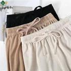 Women loose pants ice silk sagging straight wide-leg trousers fast shipping