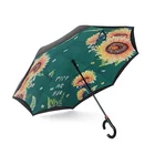 25inch Automatic open windproof waterproof high quality reverse umbrella double layer with C handle