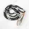 Large WaterDrop Glass Crystal P:endant Necklace Long Knotted Bead Necklaces