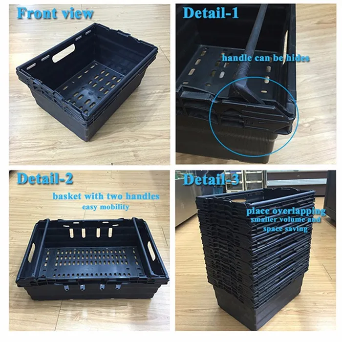 JOIN Plastic Mesh Container Plastic Vegetable Crates Mesh Vented Market Basket Pizza Dough Tray Crates for Fruit Vegetables