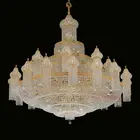 Indoor Lighting Large K9 Crystal Used Hotel Dome Gold Chandelier Lamp from Hotel