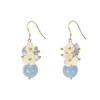 spring flower design Natural aquamarine gem stone jewelry 925 silver earrings for ladies