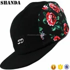 Flat Brim Roses 5 Panel Cap Headwear Surf Skate Snow Hat 5 Panel Sport Caps With woven Label