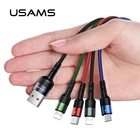 USAMS Nylon Braided LED Breathing Type C Micro USB 4 in 1 Fast Charger Data Cable for iPhone