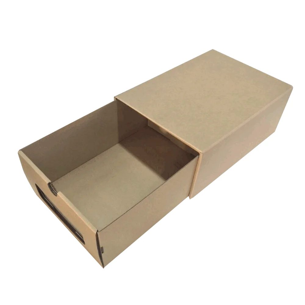 brown corrugated paper drawer box for shoes storage on sale