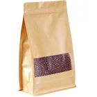 Custom Kraft Paper Resealable Ziplock Stand Up Pouch Coffee Tea Bag Packaging With Clear Window/