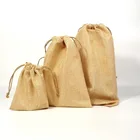 jute gift bag Custom Printed Made Small Jute Jewelry Burlap hemp bags with two layered
