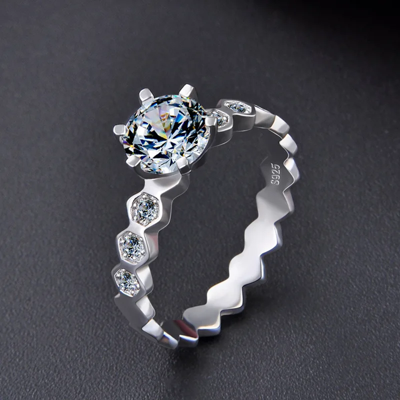 silver jewelry 925 sterling wedding ring fancy unique gifts for girlfriend cubic zirconia diamond engagement rings for women