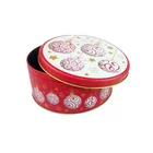 Metal Round Cookie Can Tin Food Grade Lacquer Inside Printing Tinplate Round Cookie Tin Box Set Candy Tin Can