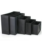 Luxury Boutique Packaging Custom Print Black Private Label Gift Paper Bag A4 Size