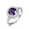 Sevenajewelry SADR0012 unique 14k 18k white gold cz diamond band ring+925 silver wedding ring with amethyst stone for women