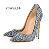PLUS size 34-46 elegant wedding party sexy ol snake skin style pointed toe stiletto pumps thin high heel shoes