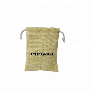 high quality linen gift pouch drawstring jute bag with logo