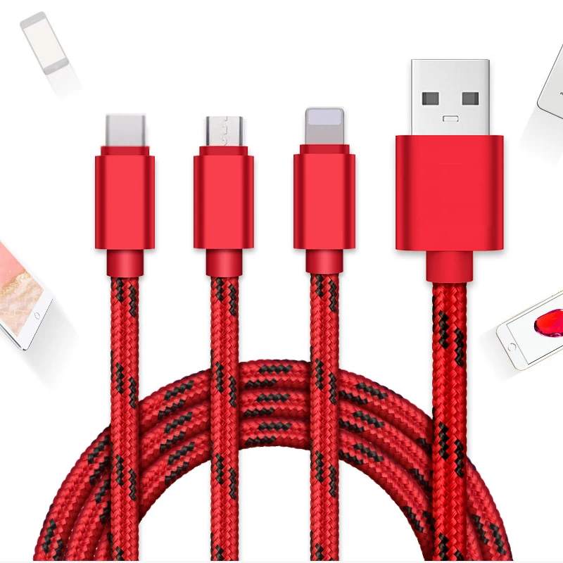 Hot Seller 2019 3 in 1 5V 2A USB Cable Braided Cable for Smart Phone Charging Cable - ANKUX.COM
