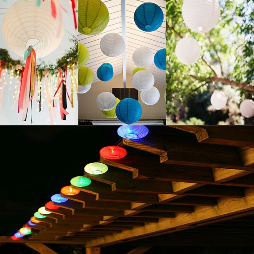 mulit color option 12 inch Solar LED Chinese Paper Lantern Light mas Wedding Party Outdoor Garden Lamp Decor