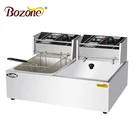 Stainless Steel French Fries Machine 2 tank 2 basket 2 L Commercial Potato Chip Fryer Electrical /Gas Deep Fryer