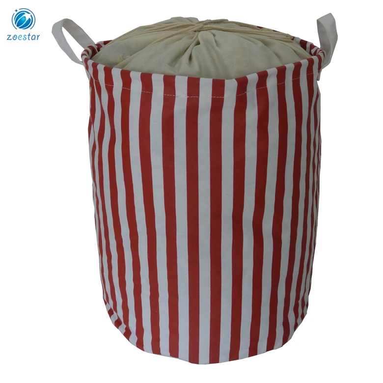 Lightweight Waterproof Canvas Storage Home Toy Laundry Hamper Bag Bucket with Handle Large Laundry Basket
