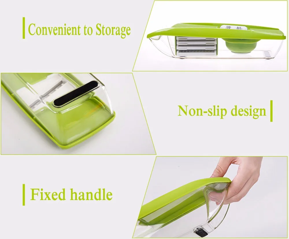 Kitchen Accessories Cooking Multi-functional Fruit Vegetable Cutter Slicer 4 Interchangeable Stainless Steel Blades tools KC1340